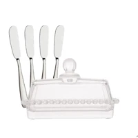 Imagem da promoção Kit Manteigueira Com Tampa De Cristal Com Kit De 4 Espátulas Para Manteiga
