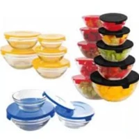 Imagem da promoção Conjunto De Pote De Vidro Redondo Com Tampa 5 Peças 980/530/400/220/140 ML
