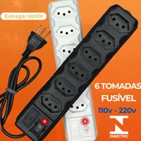 Imagem da promoção Filtro de linha régua de tomadas 6, 5, 4 e 3 tomadas tripolar 10 Amperes com fusível