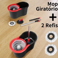 Imagem da promoção Mop Giratório Esfregão 360° Regulável Balde C entregar 2 esfregões de microfibra / Rodinha E Alça Ro