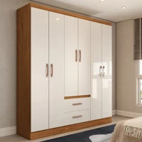 Imagem da promoção Guarda-Roupa Solteiro Belmont 6 Portas 2 Gavetas Off White/Nogueira - Panorama Móveis