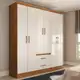 Guarda-Roupa Solteiro Belmont 6 Portas 2 Gavetas Off White/Nogueira - Panorama Móveis em oferta