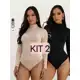 KIT 2 Body Feminino manga longa gola alta Cacharrel Segunda Pele Suplex Premium Moda Bory Bore em oferta