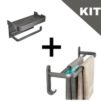 Imagem da promoção KIT Suporte Papel Higiênico de Banheiro + Suporte Banheiro Porta Toalha Toalheiro De Banho