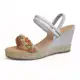 Sandália feminina de salto Anabela de trança colorida 910-07 em oferta