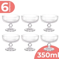 Imagem da promoção Jogo 6 Taça Sobremesa Vidro Sorvete Açai 350ml Canelado Luxo