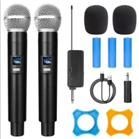 Imagem da promoção Kit 2 Microfones Dinâmicos Sem Fio UHF Recarregáveis Profissional e de Alta Performance