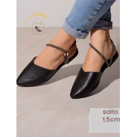 Imagem da promoção Sandalia Feminina Bico Folha Strass Rasteira Mule