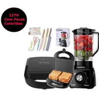 Imagem da promoção Kit Liquidificador Mondial Turbo 550W + Sanduicheira Grill Preto E Facas
