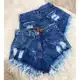 Shorts Jeans Feminino Cintura Alta Cos Alto Desfiado Destroyed Lancamento em oferta