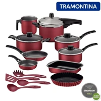 Imagem da promoção Jogo De Panelas Antiaderente Tramontina 13 Peças Com Panela De Pressão e Utensílios