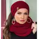 Kit Conjunto Touca Rabo De Cavalo Com Furo Cabelo + Cachecol Liso Maxi Gola De Lã Tricot Outono Inve em oferta