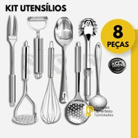 Imagem da promoção Kit Utensílios 8 Peças Garfo Amassador Descascador Escumadeira Pegador de Macarrão Concha de Feijão