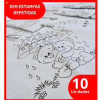 Imagem da promoção Kit 10 Pano de Prato Branco Riscado Para Pintura Com Bainha 100% Algodão