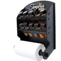 Imagem da promoção Porta Tempero Suporte Papel Toalha 10 Potes Etiquetas Mdf