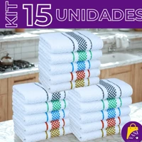 Imagem da promoção Kit c/ 15 Panos De Prato Atoalhado Premium 45x70 Cm 100% Algodão Cozinha Felpudo Jacquard