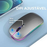 Imagem da promoção Mouse Sem Fio Recarregável Led RGB Clique Silencioso 2.4 Ghz Ergonômico Gamer Home - cor Aleatorio