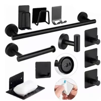 Imagem da promoção Kit Acessórios Banheiro Cabide Toalheiros Papeleira 11 Peças Cor Fosco Preto Yesop