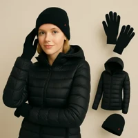 Imagem da promoção Kit Inverno Completo – Casaco Puffer Impermeável + Gorro + Cachecol + Luvas