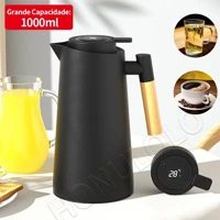 Imagem da promoção Garrafa Térmica de água, 1 Litro Garrafa Térmica Com Termômetro Led Para Chás / Café Design Moderno