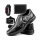 Sapato Social Masculino Casual Elegante De Couro Ortopédico Macio Com Solado Costurado + Cinto Carte em oferta