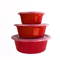 Imagem da promoção Kit 3 Bacias Plásticas Canelada C/tampa color Cozinha Casa