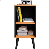 Imagem da promoção Mesa de Cabeceira Compacta Retrô com Prateleira Charme (Preto/Cinamomo)