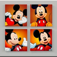 Imagem da promoção Kit 4 Peças Quadro Decorativo Mickey Disney - Painel Decoração