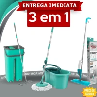 Imagem da promoção Mop Flat Spray Giratório Spin Inox Pro limp Magico Fit Refil