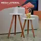 Mesa De Canto Redonda Pé Palito Mdf Branca Preta em oferta