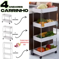 Imagem da promoção Carrinho Com 4 Prateleiras Móvel Multiuso Para Cozinha Sala Quarto Estante Com Ferro Espaçosa