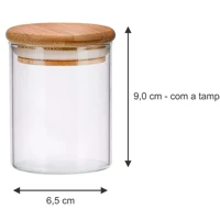 Imagem da promoção Kit 10 pote porta mantimentos 200ml de Vidro Com Tampa De Bambu Temperos cozinha herméticos pequeno
