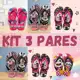 Kit 3 Pares de Chinelo Infantil Menina Números Combinados em oferta