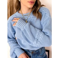 Imagem da promoção Blusa Feminina Trico Trança Manga Bufante Tendência Blogueira