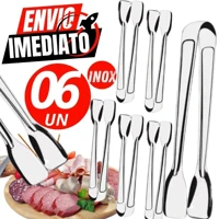 Imagem da promoção Kit 6 Pegador de Frios Carnes Salgados Salada Premium Inox Casa Cozinha Buffet Restaurante Churrasco