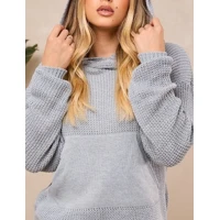Imagem da promoção Blusa de Tricot com Capuz e Bolso Manga Longa Inverno Lançamento Trico Elegante Tendência