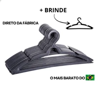 Imagem da promoção Cabide Adulto Preto Kit 100 Cabides Reforçados Organizar Roupas