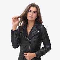 Imagem da promoção Jaqueta Feminina Couro Fake Blusa Courino Sintético Glamour Com Ziper