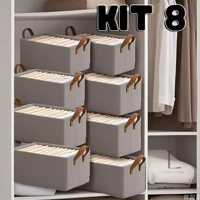 Imagem da promoção KIT 8 Cesto Organizador de Guarda Roupas Reforçado Caixa para Armazenar Multiuso Rígido