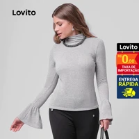 Imagem da promoção Lovito Top elegante de malha lisa para mulheres LB368BRL397