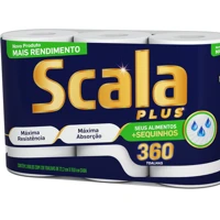 Imagem da promoção Papel Toalha Mega 360 Toalhas Scala Plus (3 Rolos de 120 Toalhas Cada)