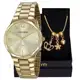 Relógio Mondaine feminino dourado facetado, à prova d'água, com pulseira de berloques, perfeito. em oferta
