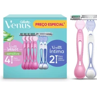 Imagem da promoção 1 Kit Gillette Venus Suave Aparelho de Depilação Descartável com Aloe 4 Uds + Gillette Venus Íntima