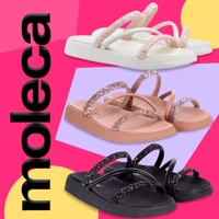 Imagem da promoção Sandália Papete Moleca Feminina Macia Tiras Gliter Brilho Ultraconfort Chinelo Slide Rasteirinha Str
