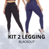 Imagem da promoção KIT C/ 2 Peças Legging Moda Feminina Blackout Com Contorno Corporal