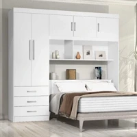 Imagem da promoção Guarda-Roupa Casal com Cabeceira Baú 5 Portas 3 Gavetas e Prateleiras Cancun Espresso Móveis Branco