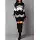 Moda Feminina De Outono Impressão Vestido De Malha De Manga Comprida O-neck Elegante Bodycon Mini Ve em oferta