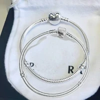 Imagem da promoção Pulseira clássica de prata esterlina 925 com bolsa de veludo, pode ser usada para pulseira em format
