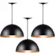 Luminária Pendente Kit 3 Meia Lua 30 cm Preto Com Cobre Sala de Jantar Quarto em oferta