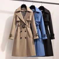 Imagem da promoção Moda Coreana Vintage Casaco Solto Mola De Outono Pólo De Manga Longa Duplo Peito Alto Midi Windbreak